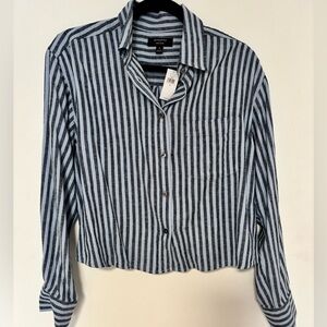 Banana Republic Blue and White Striped Shirt
